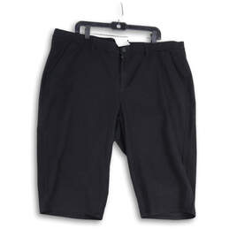 Womens Black Flat Front Slash Pocket Bermuda Shorts Size 24