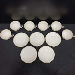 Bundle of 5 MCP Czechoslovakian Made China White Ceramic Saucers w/6 Matching Tea Cups alternative image