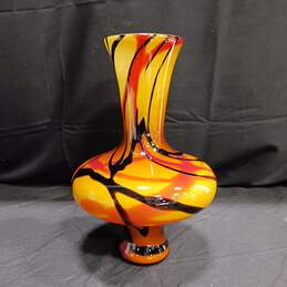 Marbled Yellow Art Glass Vase alternative image