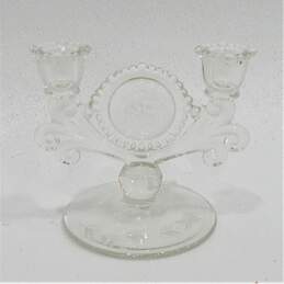 Vintage Paden City Glass Gazebo Crystal Pair Of Double Candlestick Holders alternative image
