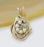 10K Yellow Gold Seed Pearl Artisan Nature Inspired Pendant 1.9g image number 1