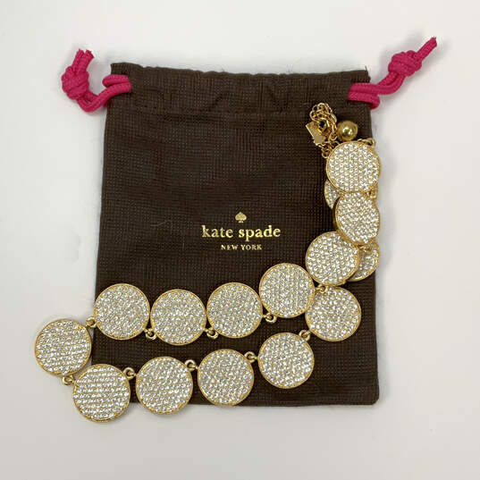 Designer Kate Spade Gold-Tone Rhinestone Pave Bright Spot Collar Necklace image number 2