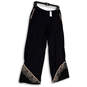 NWT Womens Black Lace Trim Elastic Waist Wide Leg Pull On Ankle Pants Sz M image number 1