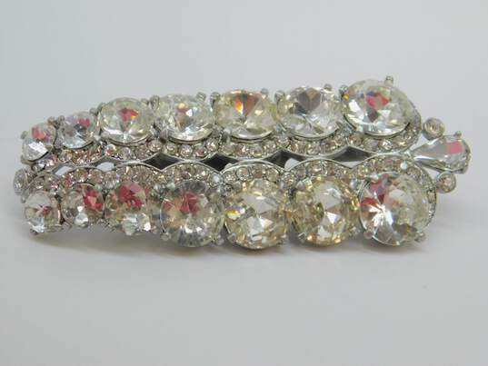 Vintage Signed 'CAbi' Silver Tone Icy Clear Rhinestone Statement Brooch/Pin/Fur Clip 59.9g image number 1