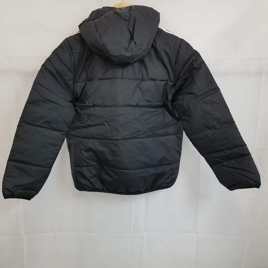Adidas black and white insulated puffer jacket kid's M nwt image number 2