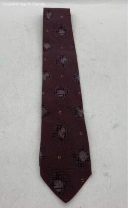 Authentic Giorgio Armani Mens Wine Red Printed Designer Tie