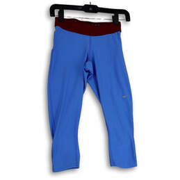 Womens Red Blue Dri-Fit Elastic Waist Stretch Pull-On Capri Leggings Sz XS