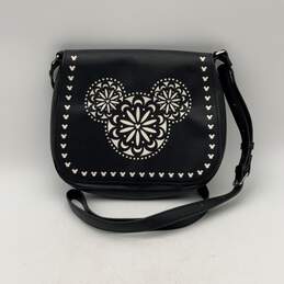 Vera Bradley Womens Black White Mickey Mouse Zipper Pocket Crossbody Bag