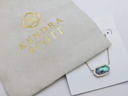 Kendra Scott Silvertone Abalone Shell Elisa Pendant Necklace & Dust Bag 17.3g