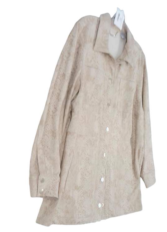 Women's Beige Animal Print Collared Long Sleeve Blazer Jacket Size 3 image number 3