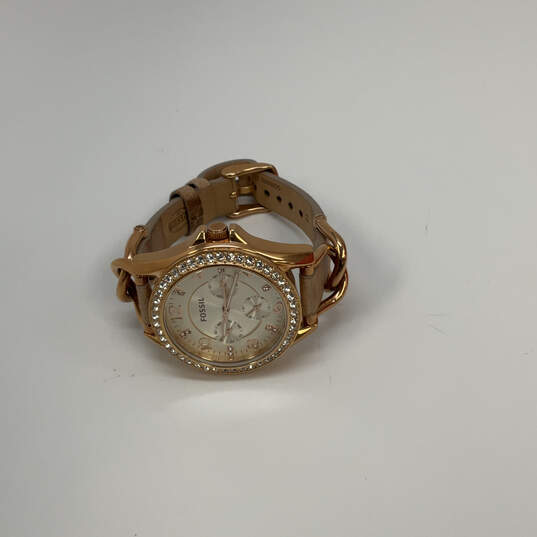 Designer Fossil ES3366 Gold-Tone Stainless Steel Round Analog Wristwatch image number 3