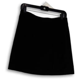 Womens Black Flat Front Elastic Waist Stretch Pull-On A-Line Skirt Size 2