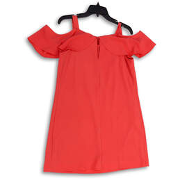 Womens Pink Sleeveless Ruffle Cold Shoulder Back Button Mini Dress Size S alternative image