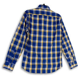 NWT Mens Blue Yellow Plaid Long Sleeve Collared Button-Up Shirt Size Small alternative image