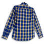 NWT Mens Blue Yellow Plaid Long Sleeve Collared Button-Up Shirt Size Small image number 2