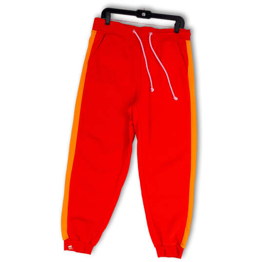 Womens Orange Red Drawstring Stretch Elastic Waist Jogger Pants Size Large image number 1