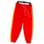 Womens Orange Red Drawstring Stretch Elastic Waist Jogger Pants Size Large image number 1