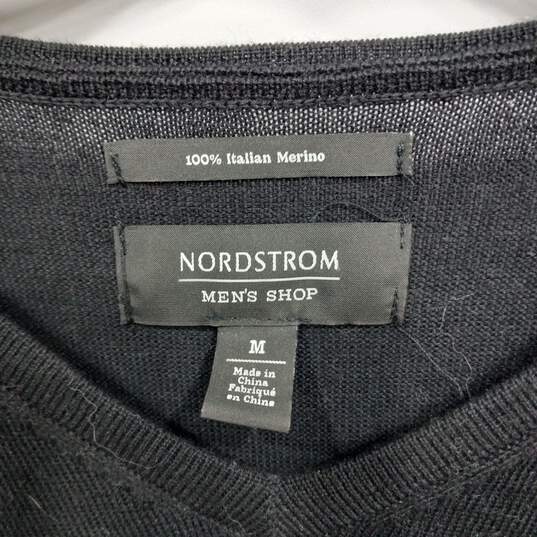 Nordstrom Men's Black Wool V-Neck Sweater Size M image number 2