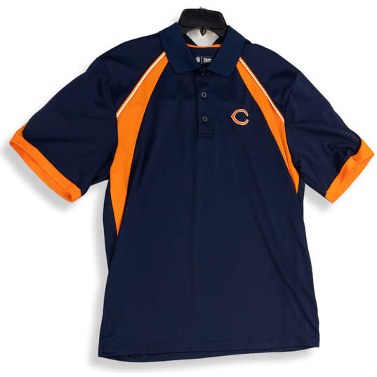 Mens Blue Chicago Bears Colors Spread Collar Short Sleeve Polo Shirt Size L image number 1