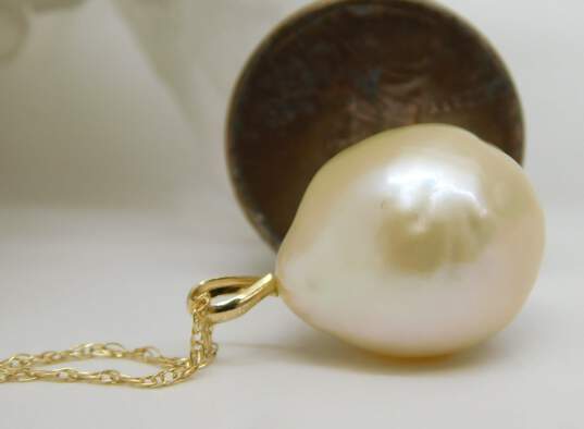 Honora 14K Yellow Gold Baroque Pearl Pendant Necklace 4.6g image number 2