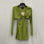 NWT Womens Green Long Sleeve V-Neck Cutout Pullover Mini Dress Size XL image number 1
