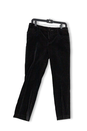 Womens Black Velvet Flat Front Pockets Straight Leg Cropped Pants Size 4 image number 1