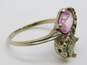 10K White Gold Pink Sapphire & Quartz Accented Bypass Ring For Repair 2.6g image number 4