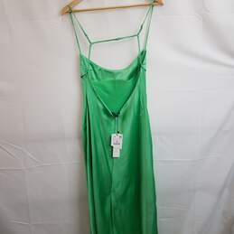 Zara green satin open back maxi dress L nwt alternative image