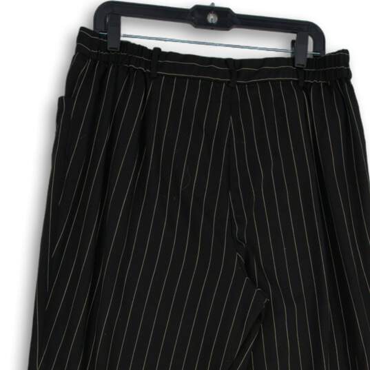 Ralph Lauren Womens Black Striped Flat Front Straight Leg Dress Pants Size 14W image number 4