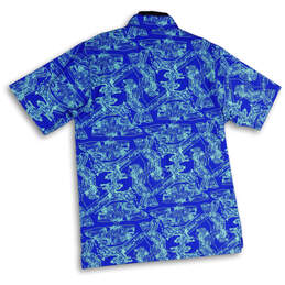 NWT Mens Blue Printed Short Sleeve Spread Collar Polo Shirt Size Medium alternative image