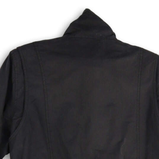 Womens Black Long Sleeve Pockets Full Zip Military Jacket Size Medium image number 4