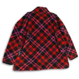 NWT Maurices Womens Red Black Plaid Teddy Sherpa 1/4 Zip Pullover Sweatshirt 3X alternative image