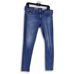 Womens Blue Denim Medium Wash 5-Pocket Design Skinny Leg Ankle Jeans Sz 30R