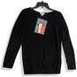 NWT Susan Graver Womens Black Knitted Round Neck Pullover Sweater Size S image number 1