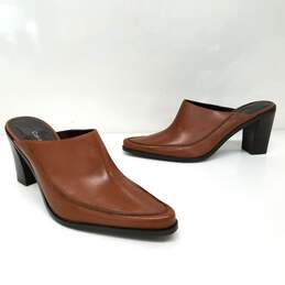 Calvin Klein GAMA Women's Cognac Brown Pointed Toe High Heel Mule US Size 9M