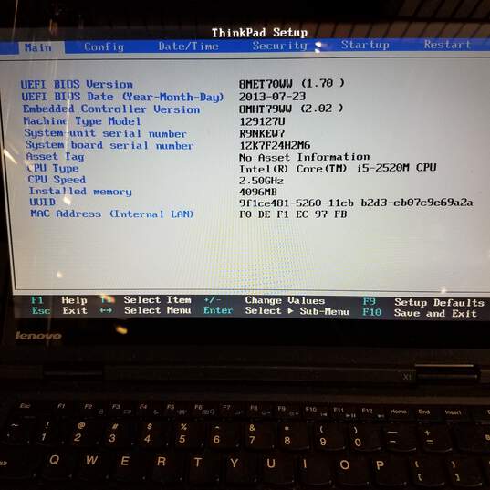 Lenovo ThinkPad X1 13in Laptop Intel i5-2520M CPU 4GB RAM NO HDD image number 8