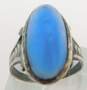 Vintage Sterling 925 Faceted Blue & Clear & Cabochon Glass Art Deco Rings image number 3