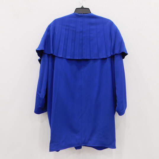 Gianni Versace Blue Wool Pleated Cloak Wrap Top image number 3