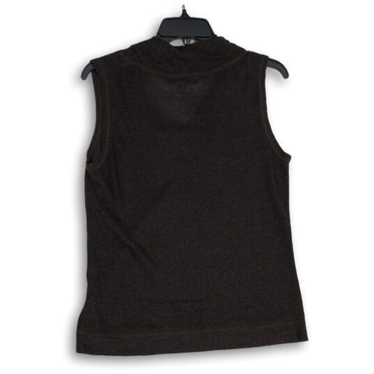 Womens Black Sleeveless Cowl Neck Regular Fit Pullover Tank Top Size S image number 2