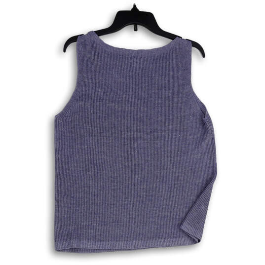 Womens Blue Knitted Sleeveless Round Neck Pullover Tank Top Size Medium image number 2