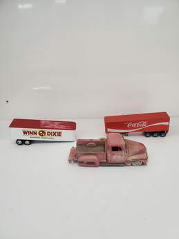 Lot of 3 Metal Truck  Tractor Trailer Toys