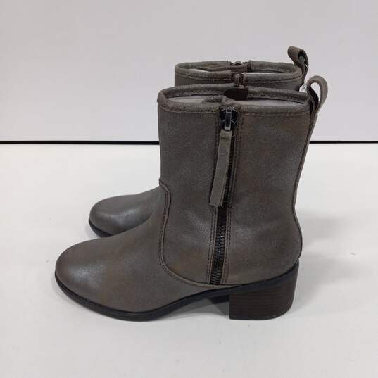 Buy the Clarks Women's Nevella Devon Dark Taupe Leather Ankle Boots ...