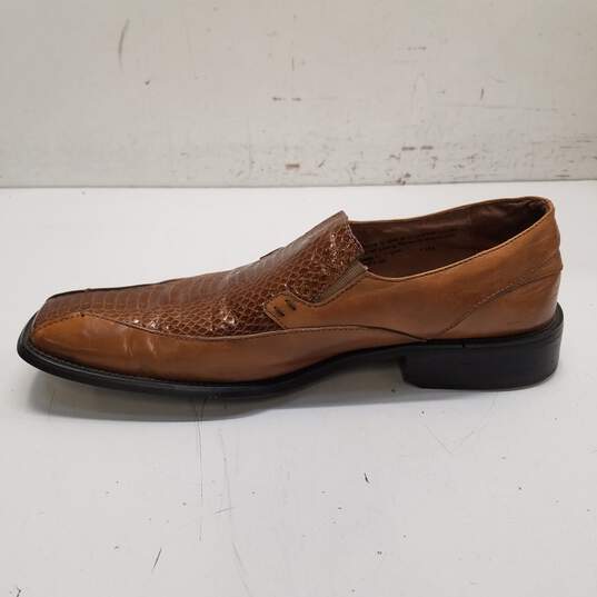 Stacy Adams Brown Genuine Snakeskin Leather Slip On Loafers Dress Shoes Men's Size 11 M image number 2