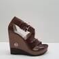 Michael Kors Brown Leather Strap Wedge Sandal Shoes Size 6 M image number 1