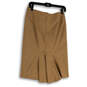 NWT Womens Brown Pleated Back Zip Knee Length Straight & Pencil Skirt Sz 4 image number 2