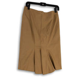 NWT Womens Brown Pleated Back Zip Knee Length Straight & Pencil Skirt Sz 4 alternative image