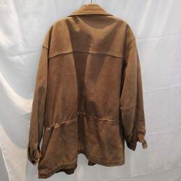 Eddie Bauer Outdoor Outfitters Long Brown Full Zip/Button Leather Jacket Size L alternative image