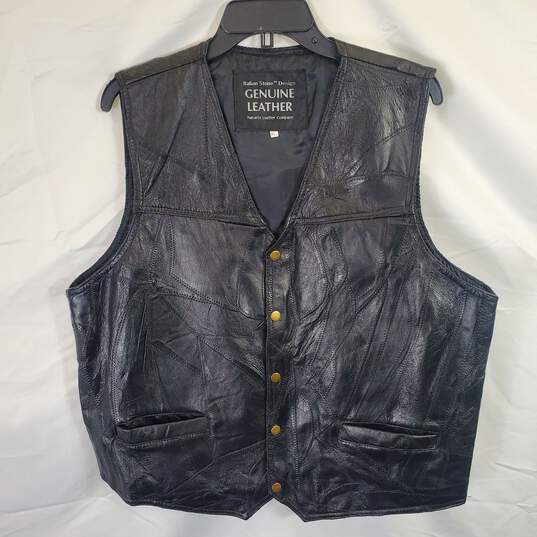 Italian Stone Men Black Leather Vest SZ XL image number 3