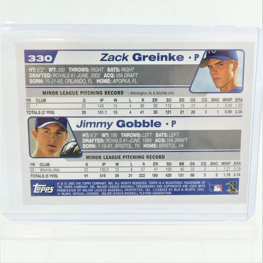 2003 Zack Greinke Future Stars Rookie Kansas City Royals image number 3