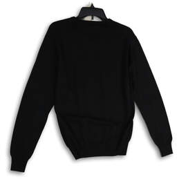 Mens Black Knitted V-Neck Long Sleeve Ribbed Hem Pullover Sweater Size Small alternative image